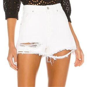 ROLLA'S Duster’s White High Waisted Distressed Denim Cutoff Shorts